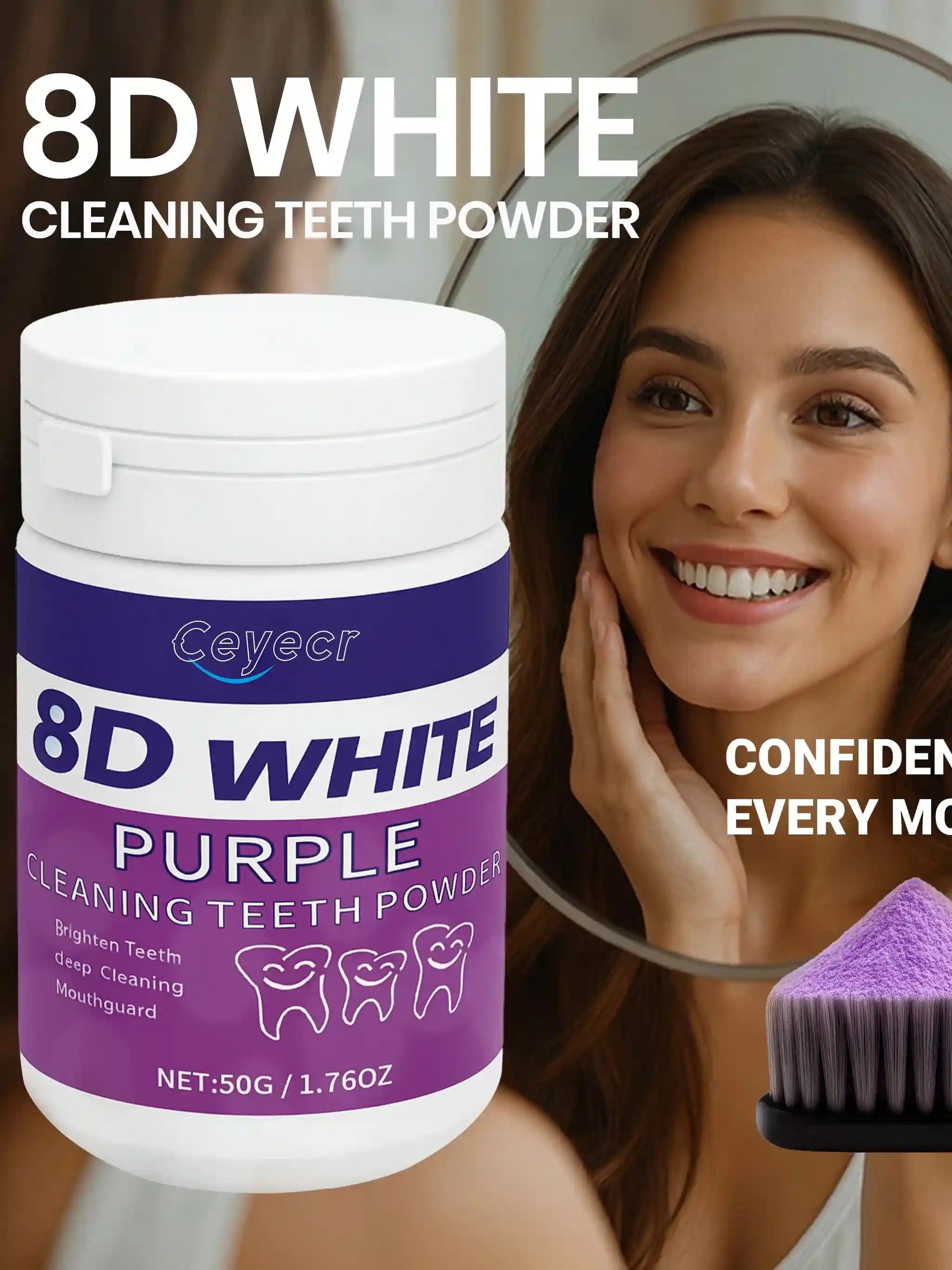 Tidesmit 8D teeth whitening powder for deep cleaning, plaque removal, and fresh breath dental care