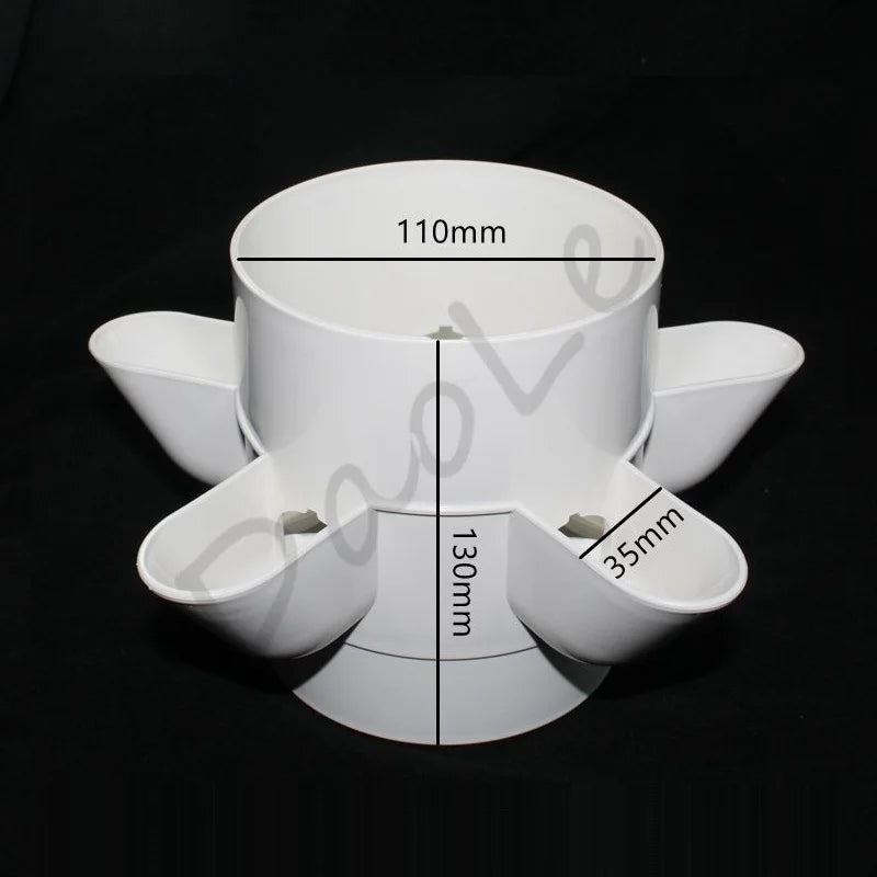 White 5-hole vertical hydroponic tower top section with circular grow sites