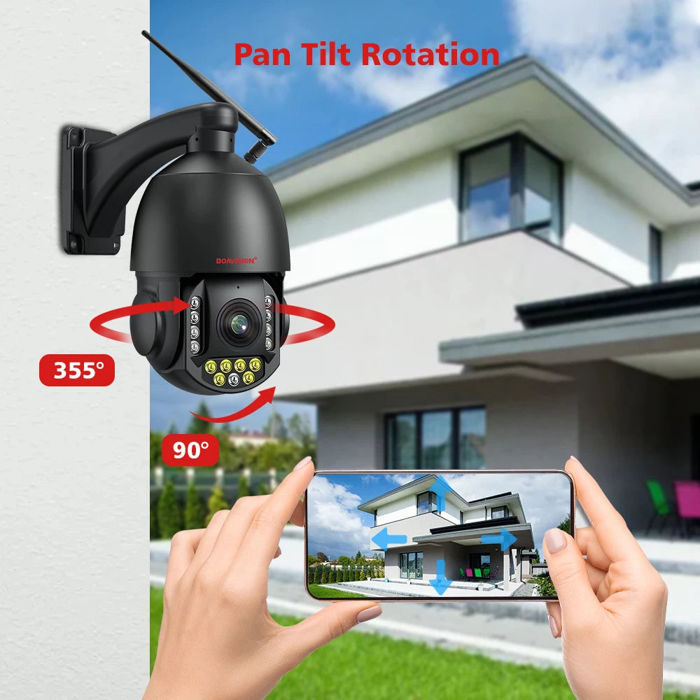 4K 8MP Surveillance Camera WIFI / 4G SIM Card / POE 30X Zoom PTZ AI Humanoid Tracking IR 100M Outdoor Speed Dome Security Camera
