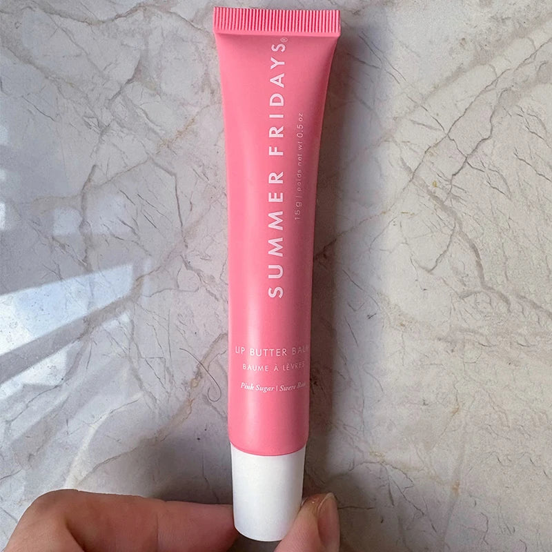 Tidesmit Summer Fridays moisturizing lip balm mini set featuring transparent smooth gloss texture detail view