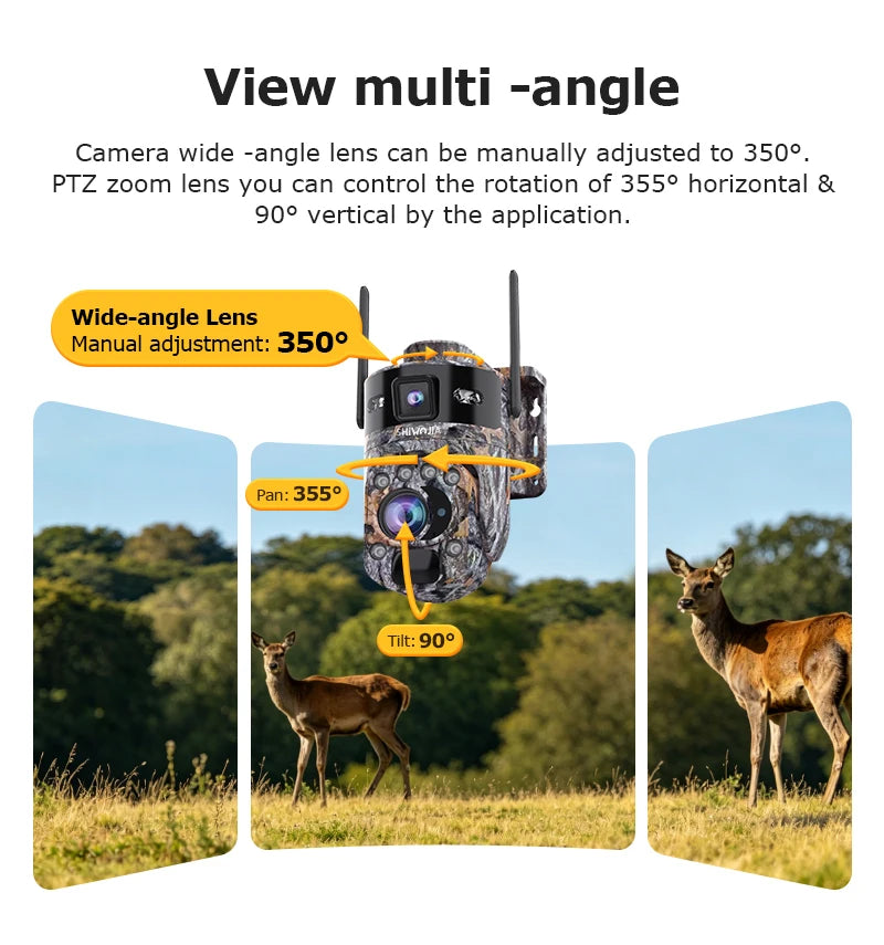 SHIWOJIA 60X 10MP AOV+PIR Outdoor Surveillance Camera WIFI/4G SIM Ai Tracking Human Detection Dual Screen CCtv Security Cam