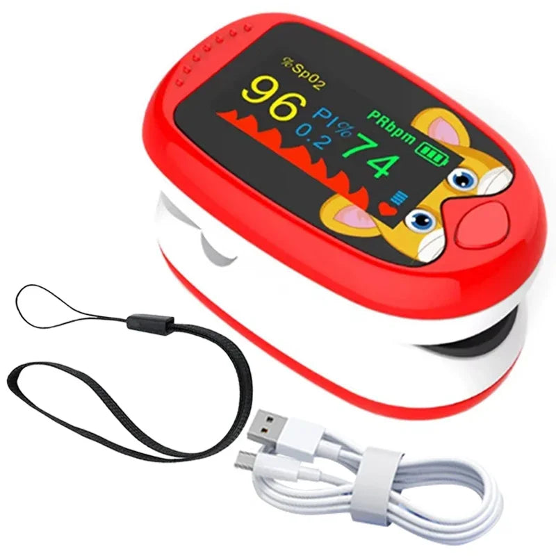 USB Pediatric Oximeter Finger Blood Oxygen Monitor for Children Pulse Oximeter OLED Digital Oximetro Home Medical Thermometer