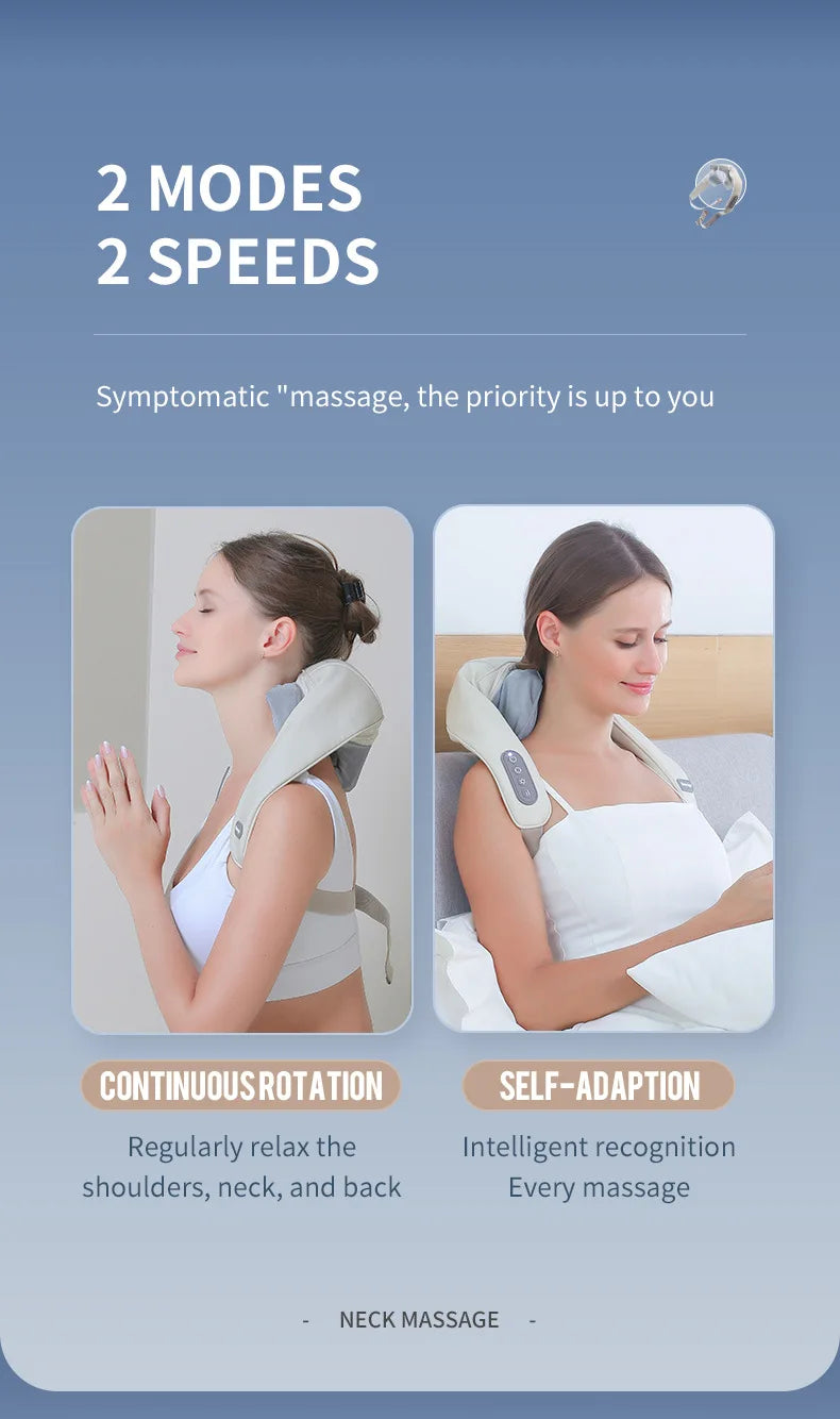 Electric Neck and Shoulder Massager - Cordless Deep Tissue Heat Therapy Body Shaping Massage Equipment Tidesmit