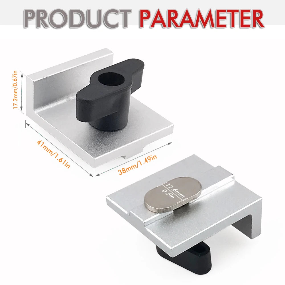 4 Pcs Silver Short Stop Kit with Knobs T Track Stop Block for T-Track Woodworking Sanding and Routing