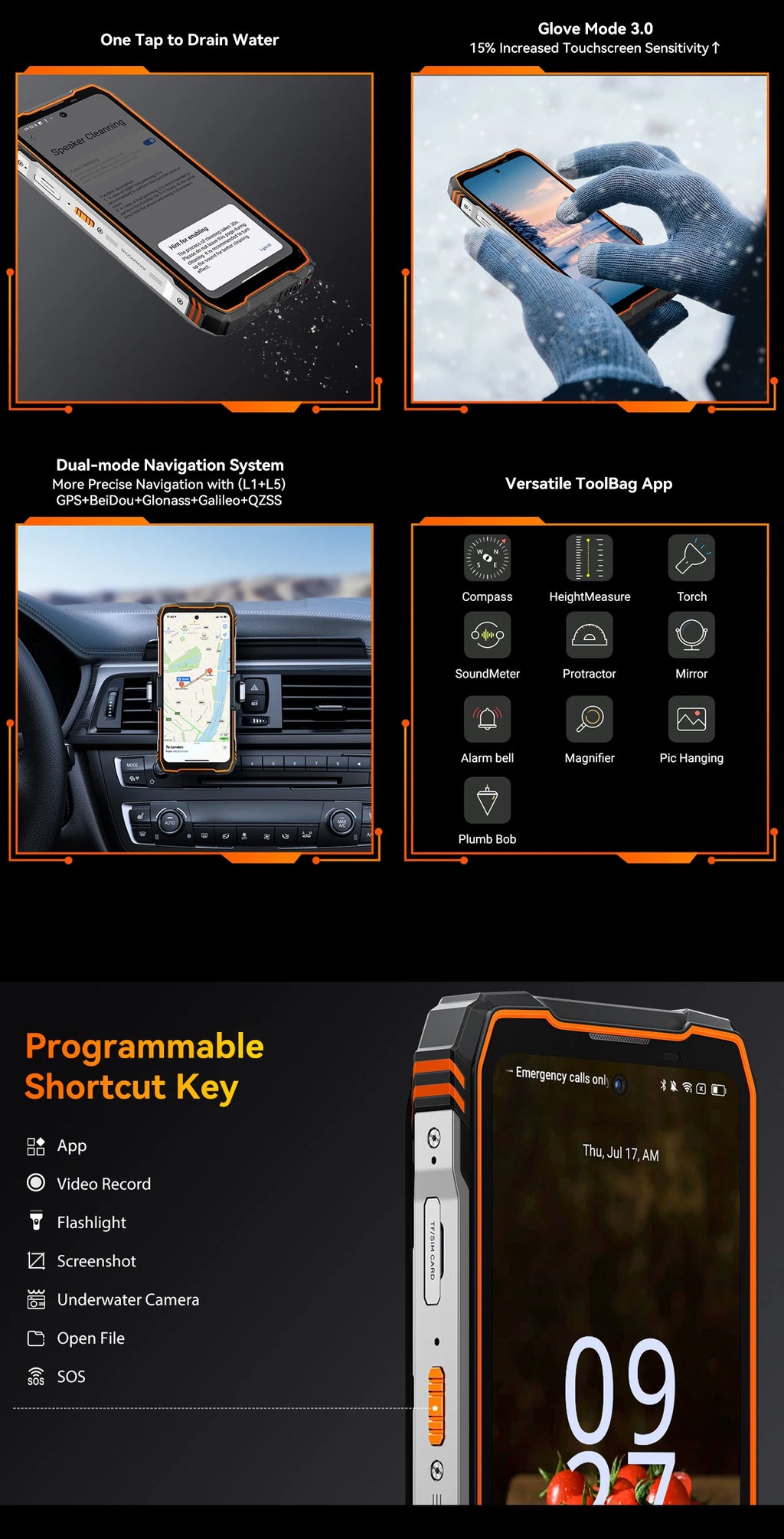Blackview OSCAL TANK 1 Rugged Smartphon 5G 6.78" FHD+Display Cell Phone16GB+512GB 20000mAh 64MP Telephone Portabl Android 15 NFC