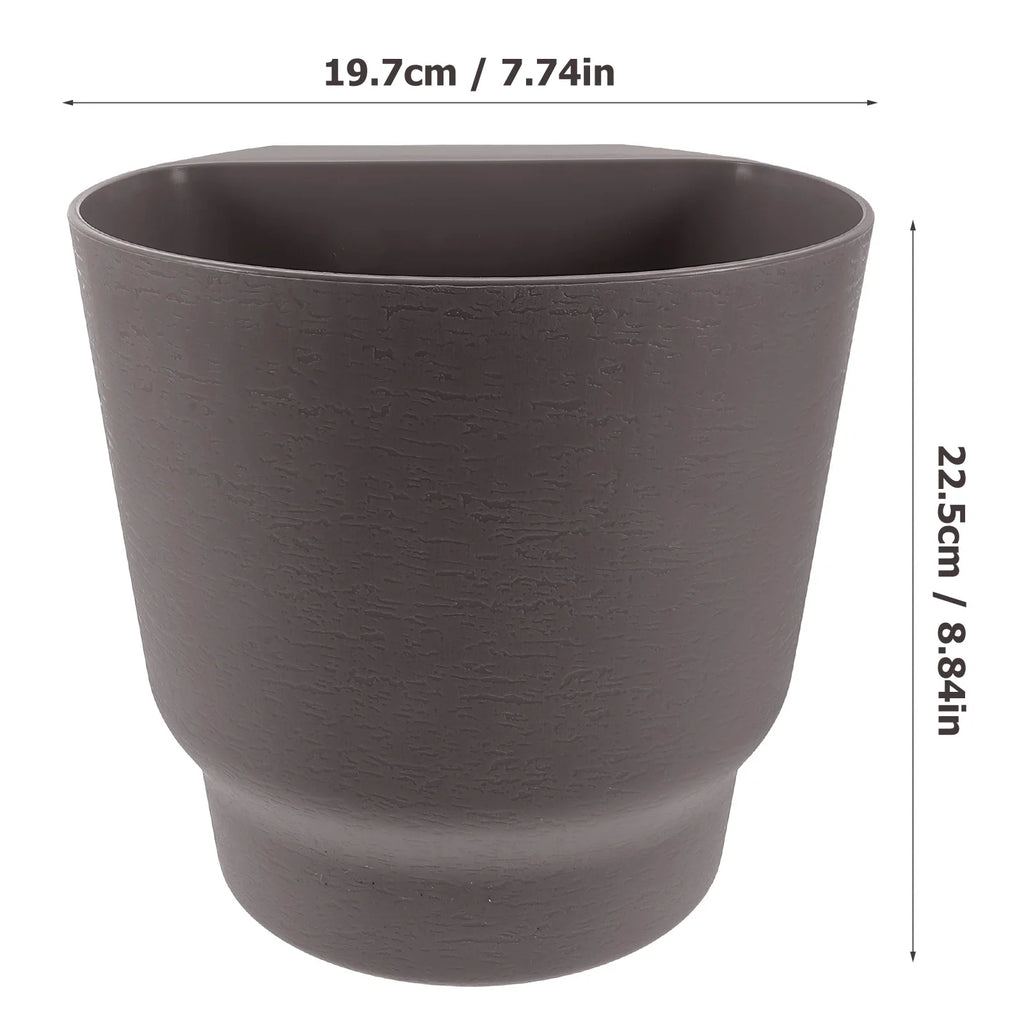 Round Black Thickened Plastic Hanging Plant Pot Railing Flower Planter Balcony Wall Decorative Flowerpot Garden Supplies
