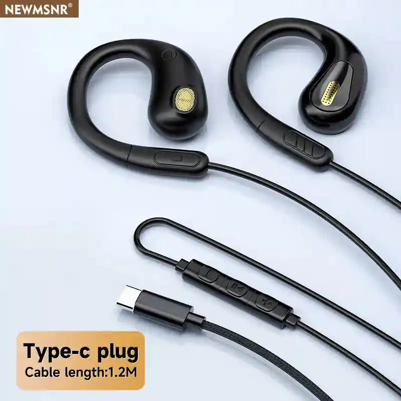 Wired Earbuds with Mic and 9D Surround Sound - USB-C & 3.5mm Options black-type-c China Mainland Tidesmit