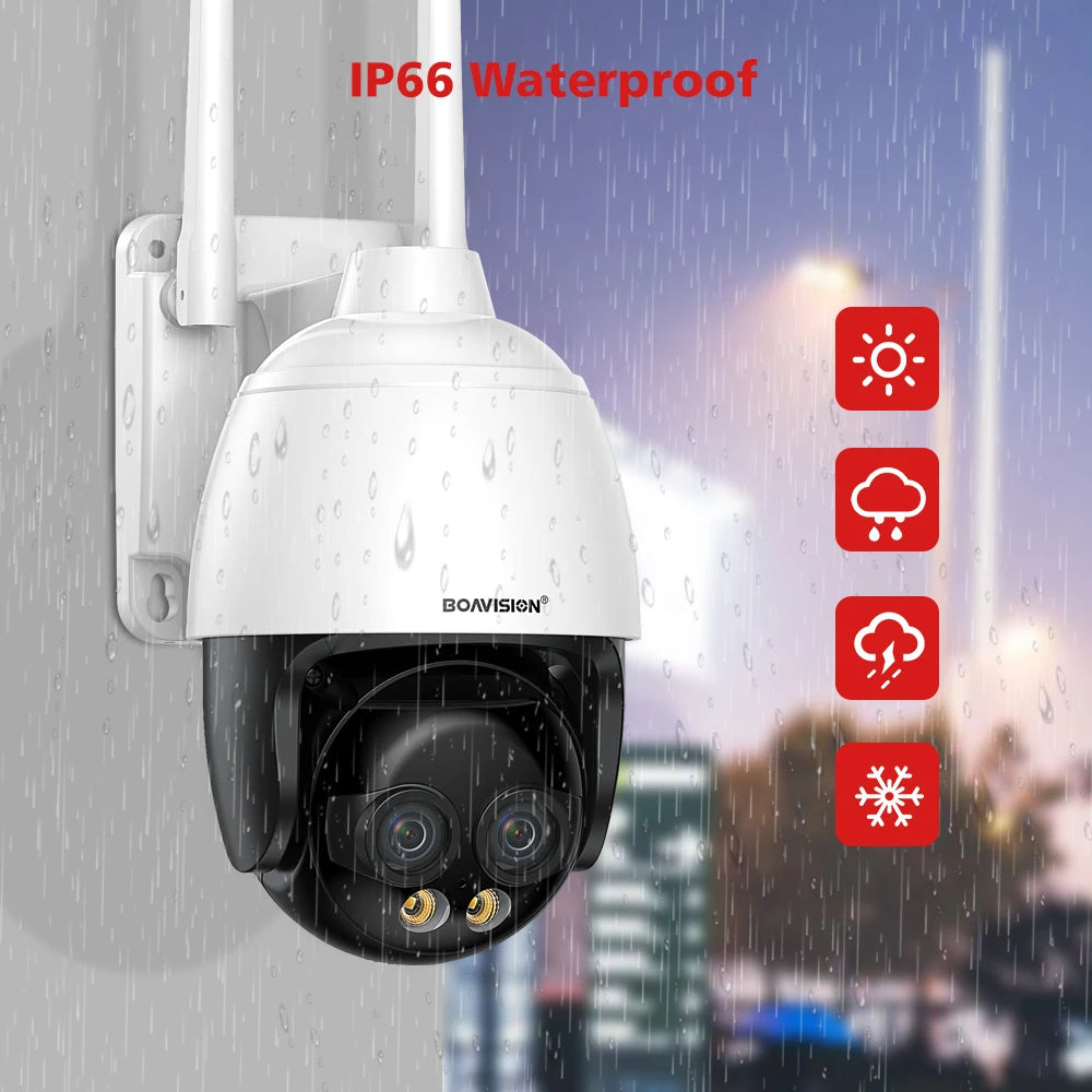 WIFI/4G /POE Surveillance Camera HD 8MP 2.8mm 8mm Dual Lens 10X Digital Zoom AI Humanoid Detection Auto Tracking Security Camera