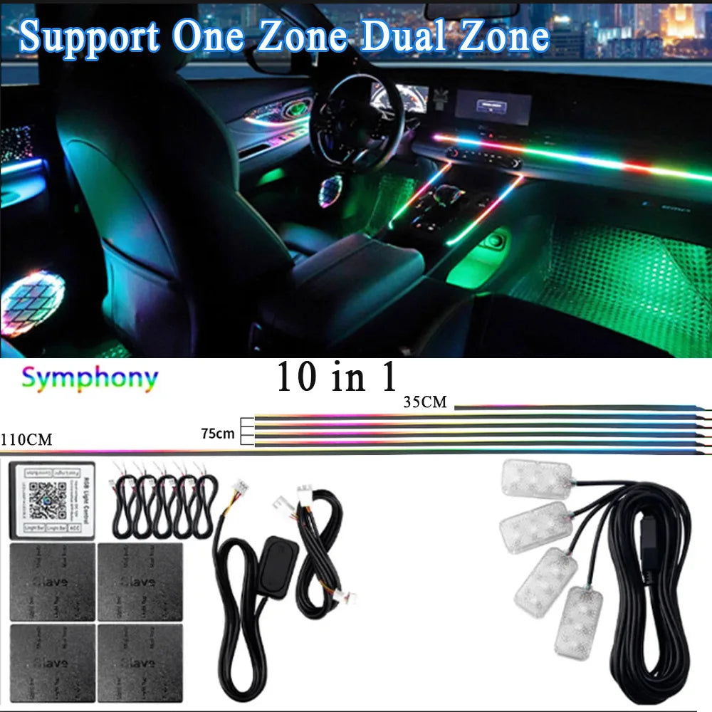 Car Ambient Lighting RGB LED Symphony Atmosphere Lamp by Tidesmit 10 in 1 Symphony B Tidesmit