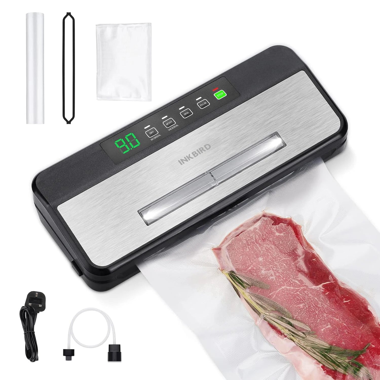 INKBIRD 3rd Vacuum Sealer with Starter Kit -80KPA Strong Suction Kitchen Household Food Vacuum Sealer Machine for Meat,Vegetable