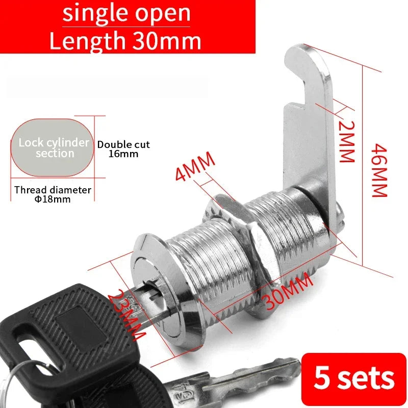 5/20/100SETS 16mm 20mm 25mm 30mm 35mm Metal Rotary Key Switch Push Button Lock Switch Latching Cylinder Cabinet Security Locker