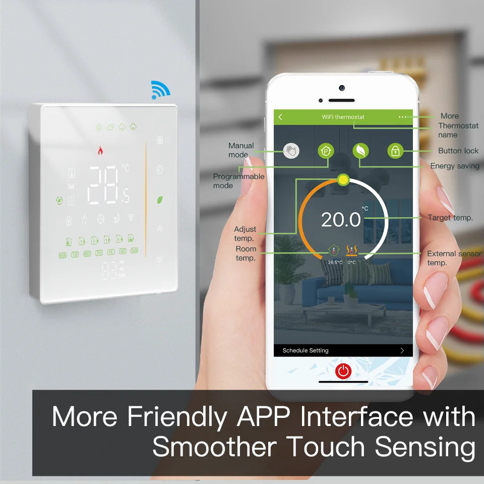 Thermostat WiFi Wireless Room Temperature Controller of Water/Electric Floor Heating Gas Boiler Humidity Tuya Work with Alexa