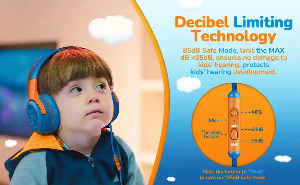 Kids Wired Headphones with Microphone - Foldable Over-Ear Tidesmit Tidesmit