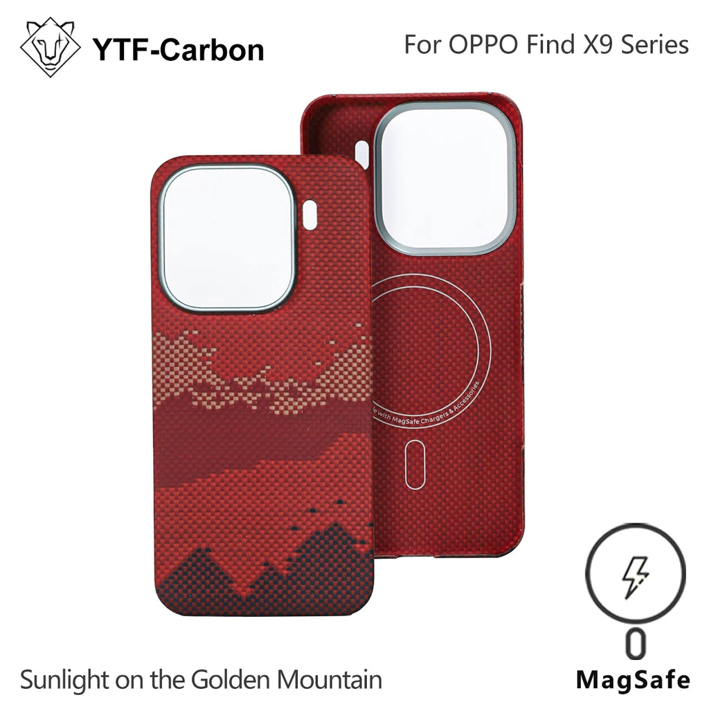 Oppo Find X9 Pro Carbon Fiber Case - Slim Magnetic Protection Red Mag Carbon Fiber Tidesmit