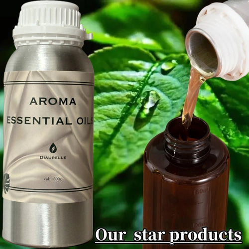 Silver aluminum essential oil bottle and brown wellness aromatherapy diffuser oil refill for natural health.
