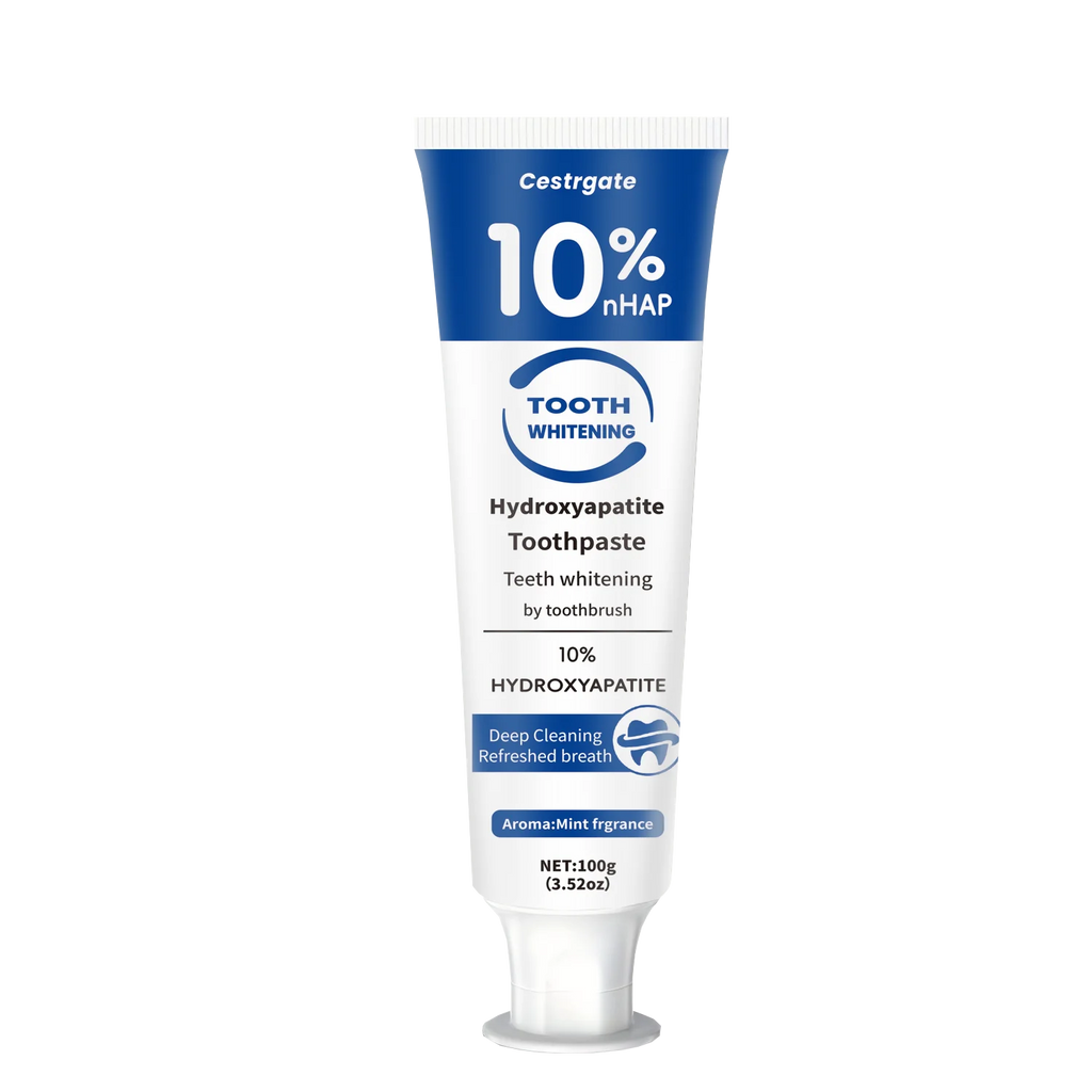 Tidesmit 10% hydroxyapatite whitening toothpaste for deep cleaning, enamel strengthening, and fresh breath.