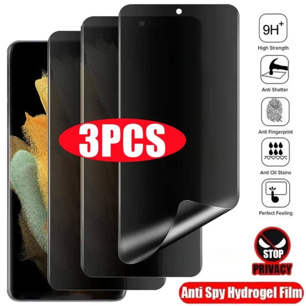 Privacy Screen Protector for Samsung Galaxy - 3 Pack Hydrogel Tidesmit