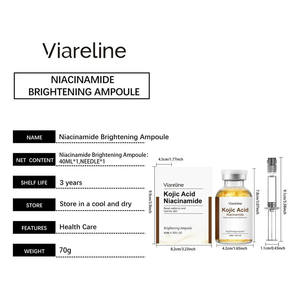 Brightening Kojic Acid & Niacinamide Ampoule 40ml Even Skin Tone Hydrating Moisturizing Dual Care Easy To Use Skincare