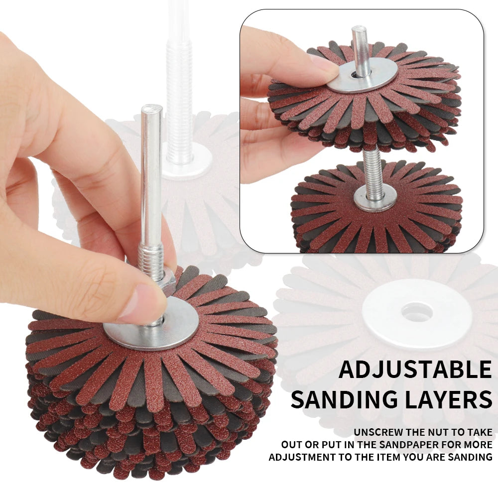 80x6mm Abrasive Cloth Flap Wheel Sanding Star for Woodworking Root Carving Furniture Polishing Rust Removal Grinding Wheel Head