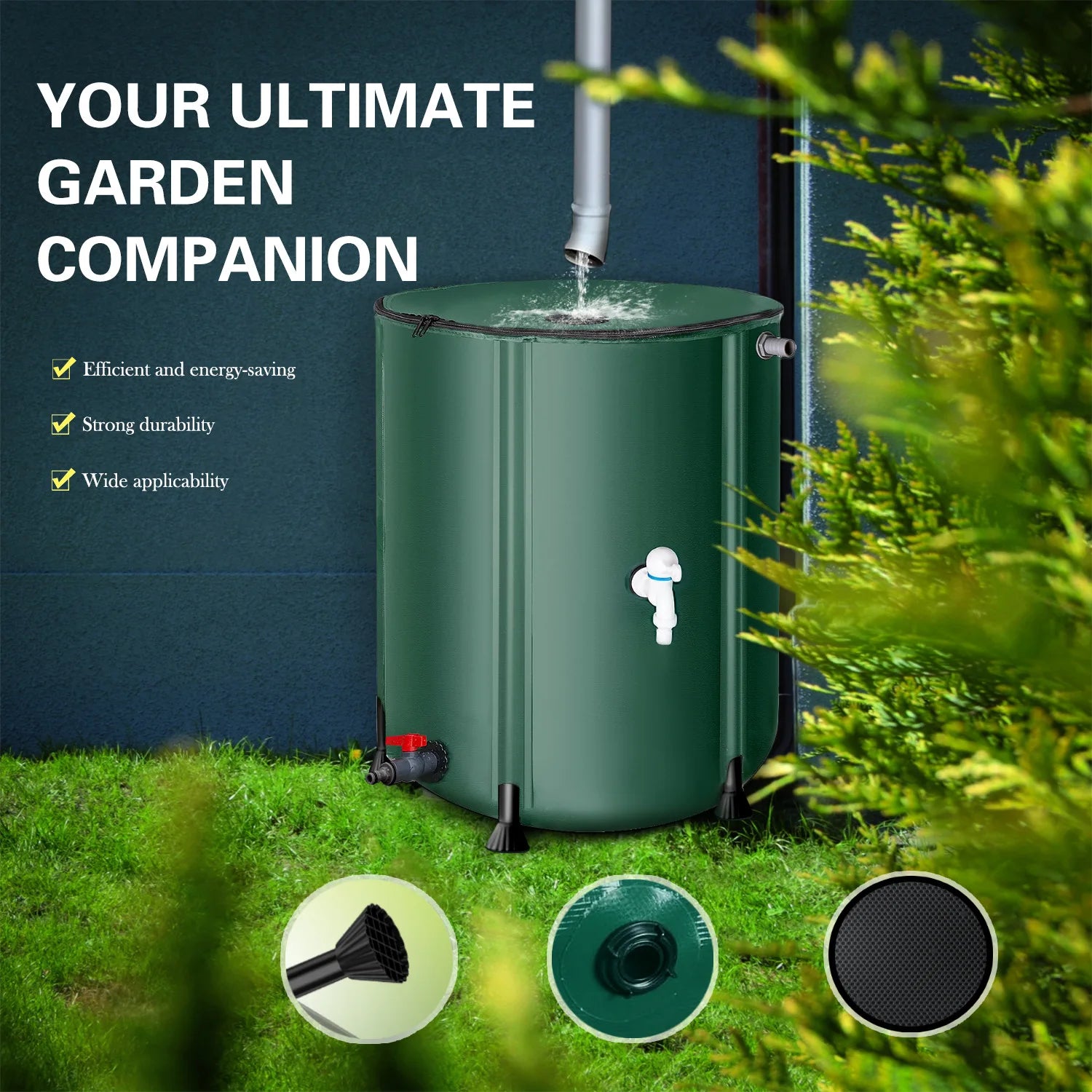 50L-1000L Rain Water Recovery Storage Tank Garden Irrigation Water Bucket Collapsible Rain Barrel Rainwater Collection Container