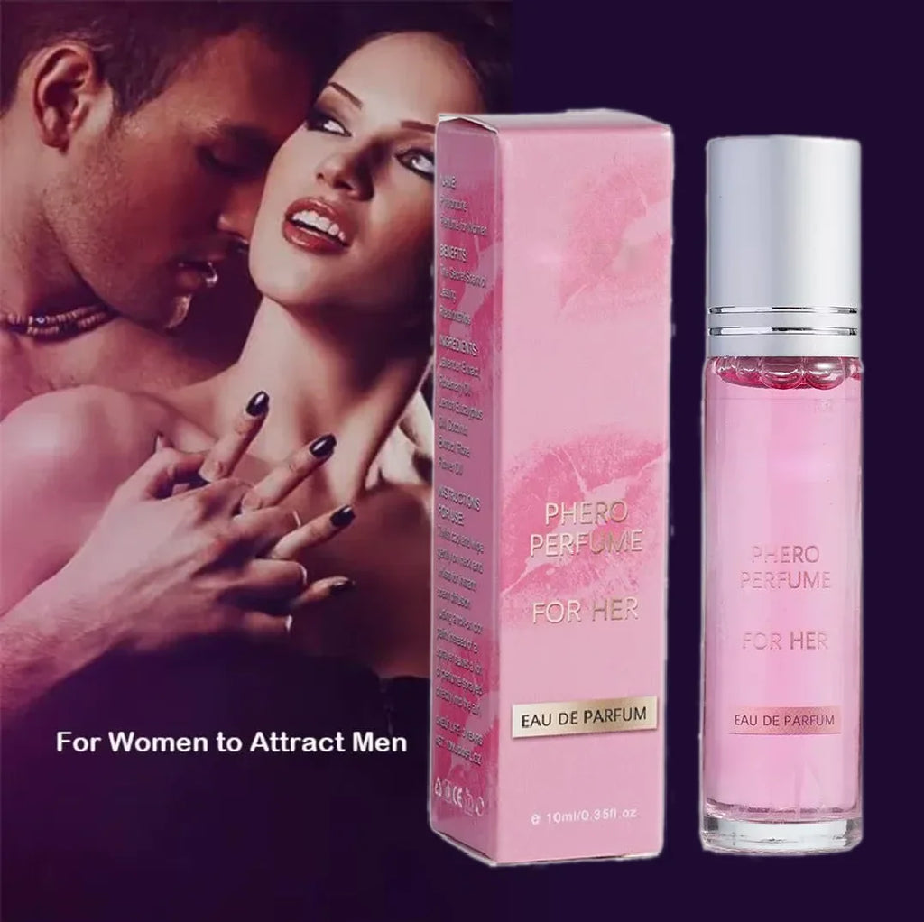 Flirting Pheromone Eau de Parfum for women. Long-lasting fragrance oil in a sleek 10ml rollerball bottle. Sexy scent.