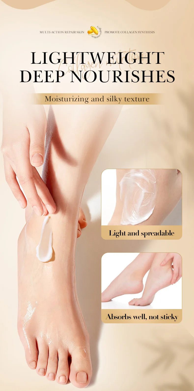 Collagen Foot Cream: Deep Moisturizing & Repairing Foot Care Scrubs Treatments Tidesmit