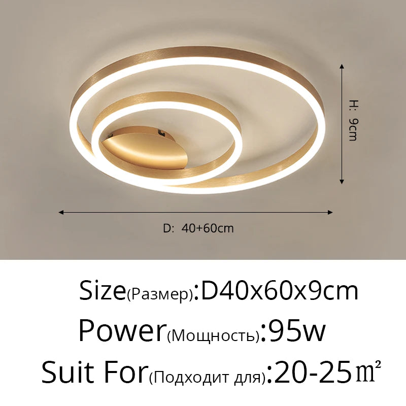 Nordic Creative Led Circle Chandeliers Bedroom Living Dining Room Lighting Chandelier Golden Brown Glossy Lamp Home Indoor Lamps