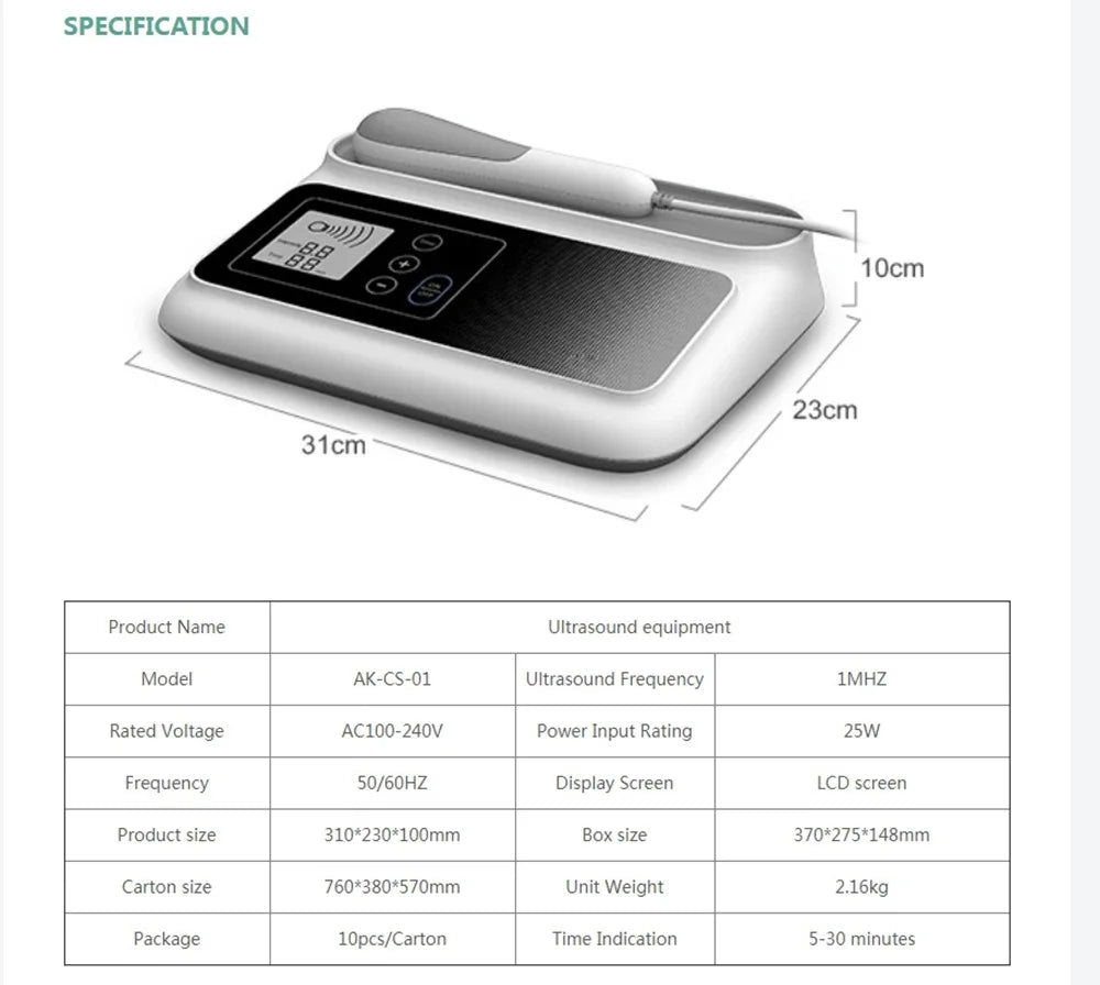 Ultrasonic Therapy Machine: 1MHz Deep Tissue Relief & Muscle Device Body Shaping Massage Equipment Tidesmit