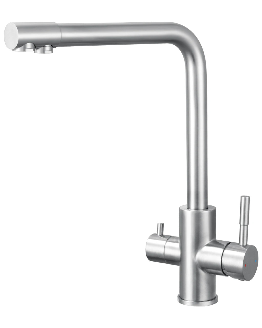 3-way kitchen faucet with 2 handles-Kitchen mixer with hot and cold water and purified water-360° swivel sink faucet-Brushed stainless steel