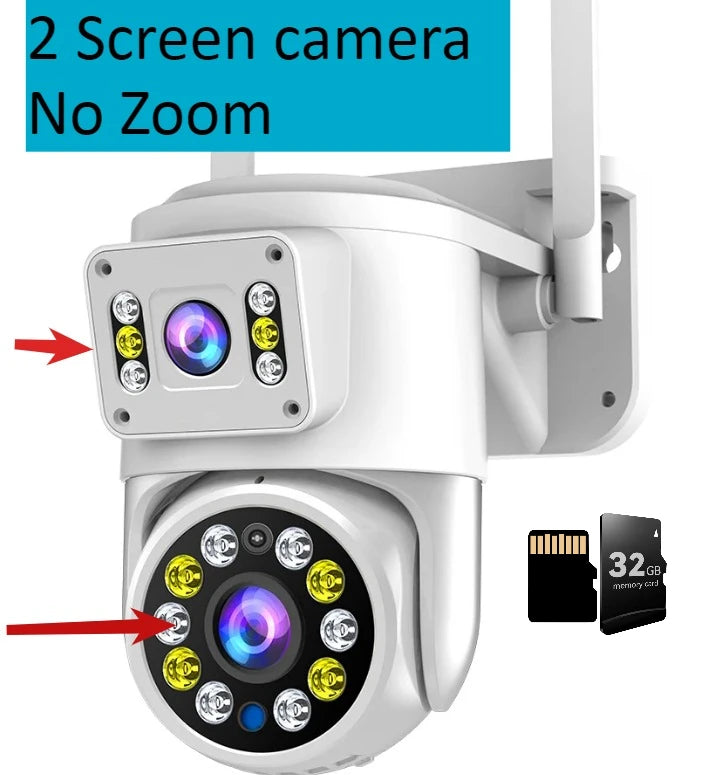 White quad-lens CCTV camera no-zoom model with microSD memory card slot