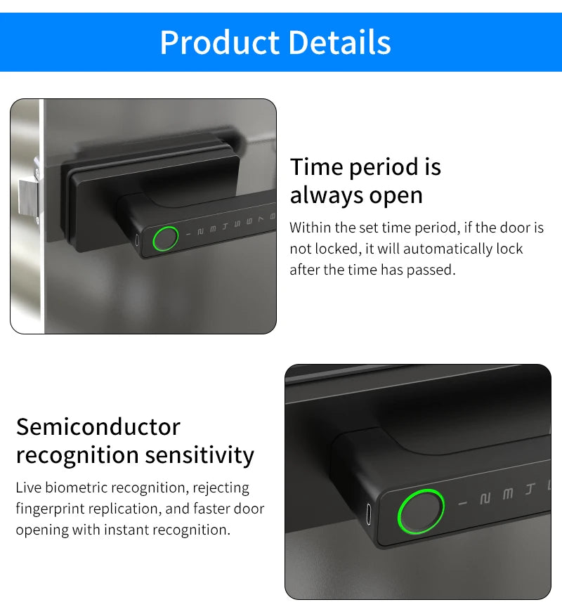 Smart Aluminum Alloy Glass Door Knobs Rotation Lock With Tuya App + Key Knobset Handle Metal Door Knob Lock For Bedroom Bathroom