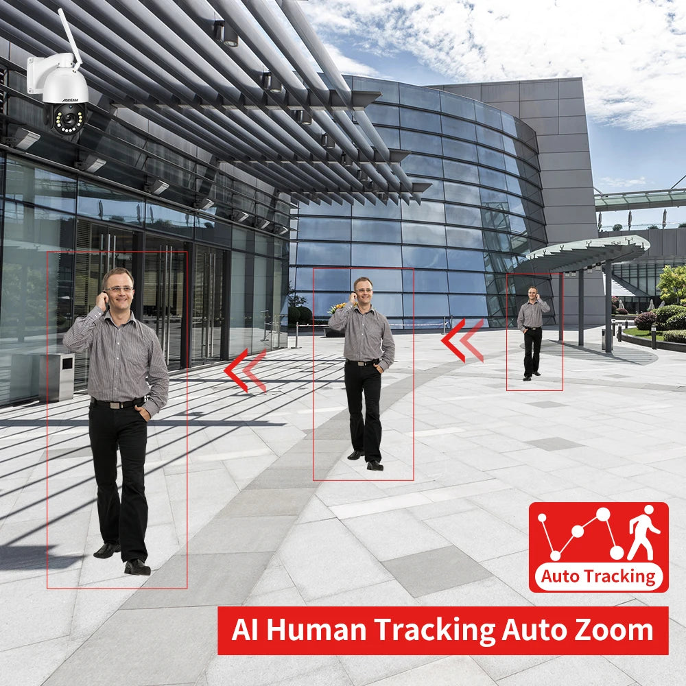8MP 4K IP Camera Wifi 30X Optical Zoom PTZ CCTV Outdoor AI Human Vehicle Tracking Audio Onvif POE Surveillance Camera