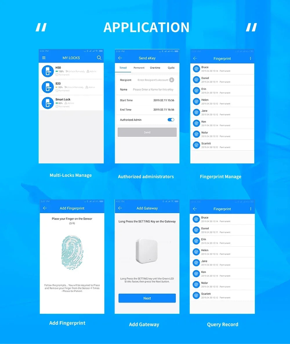 Biometric Fingerprint Door Lock with TTLock IP66 Waterproof Keyless Entry Smart Lock (Fingerprnt/IC Card/APP) High Security