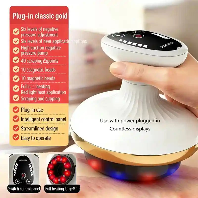 Electric Cupping Massager with Heat Therapy - Tidesmit Wellness Tool Massage Roller Plug-in model Tidesmit