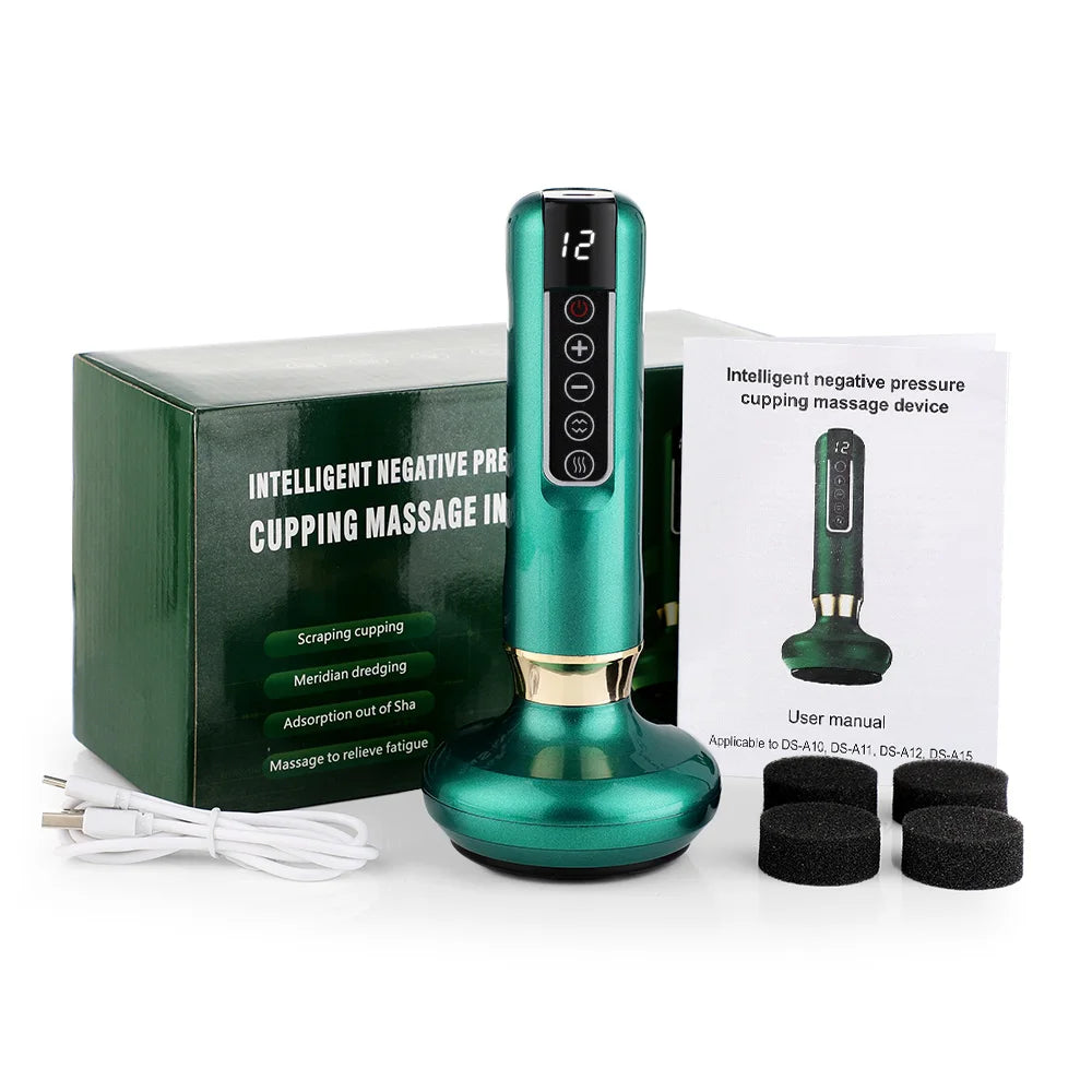 Electric Gua Sha Massager: Heated Deep Tissue Body Sculpting Tool Body Shaping Massage Equipment 12 Gears Green Tidesmit