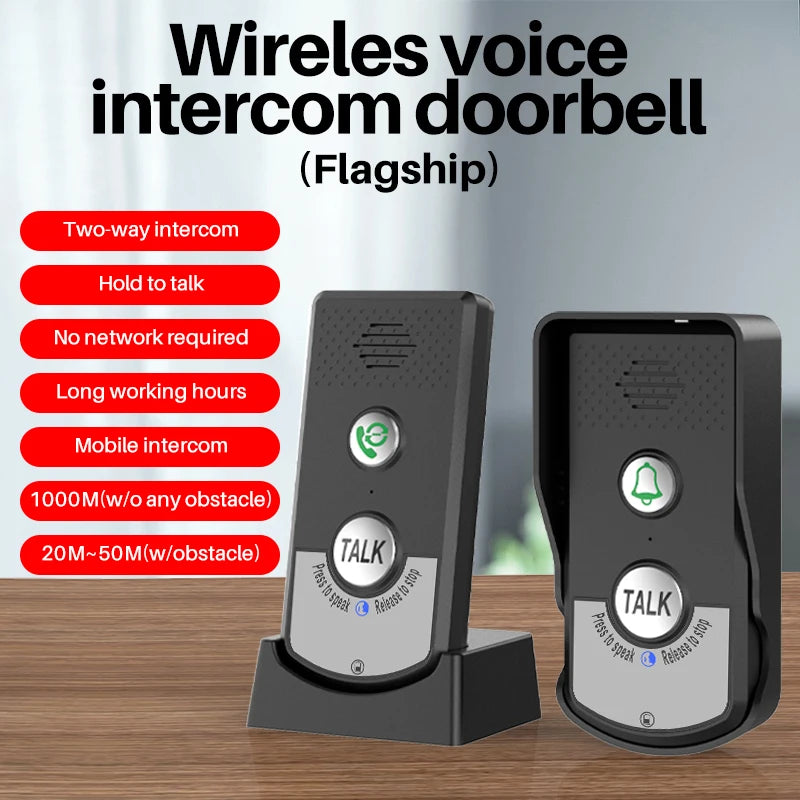 1000M Wireless Intercom Audio Door Phone Voice Sender&Reciver Doorbell