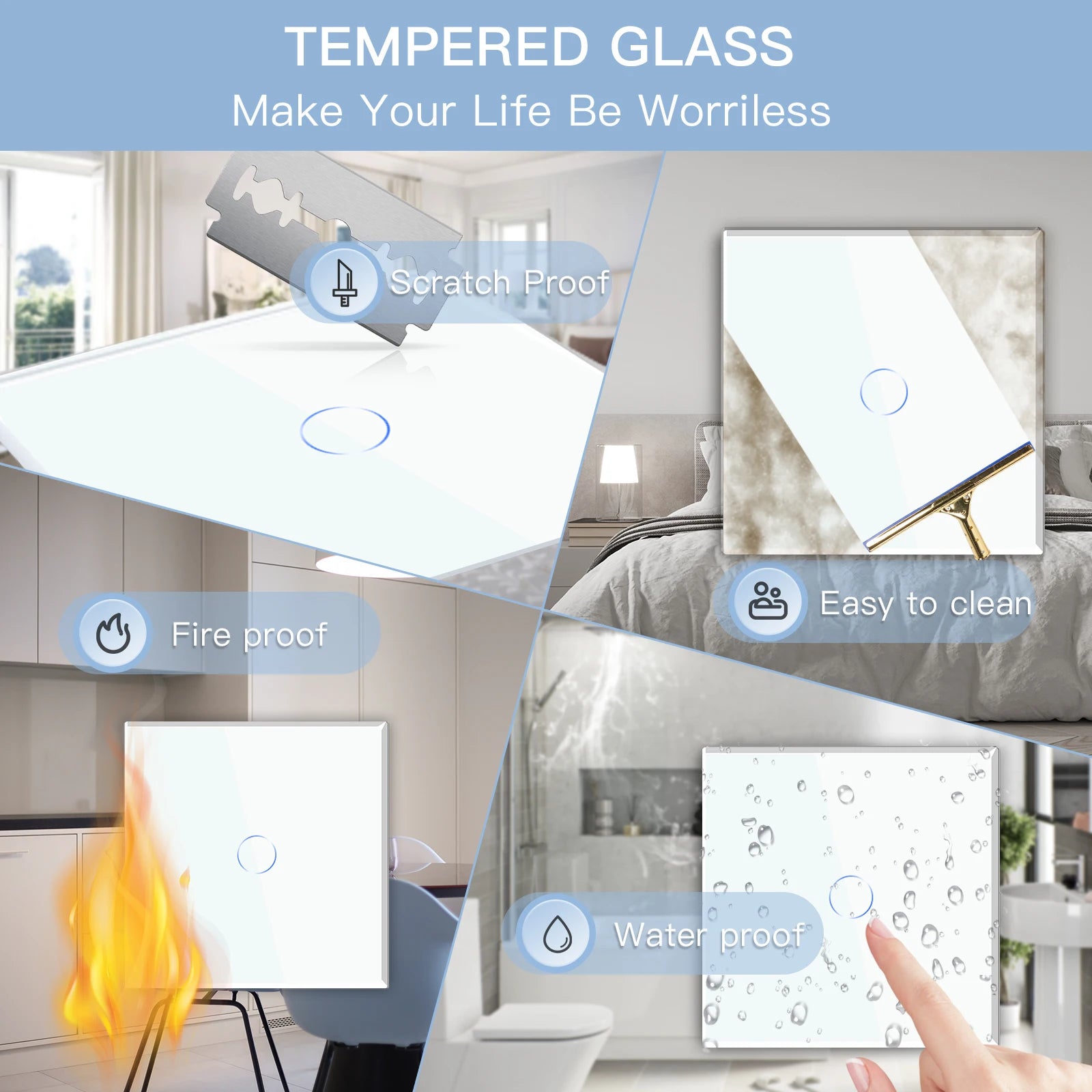WiFi Smart Light Switch - Glass Touch Panel | Tidesmit Home Automation Tidesmit