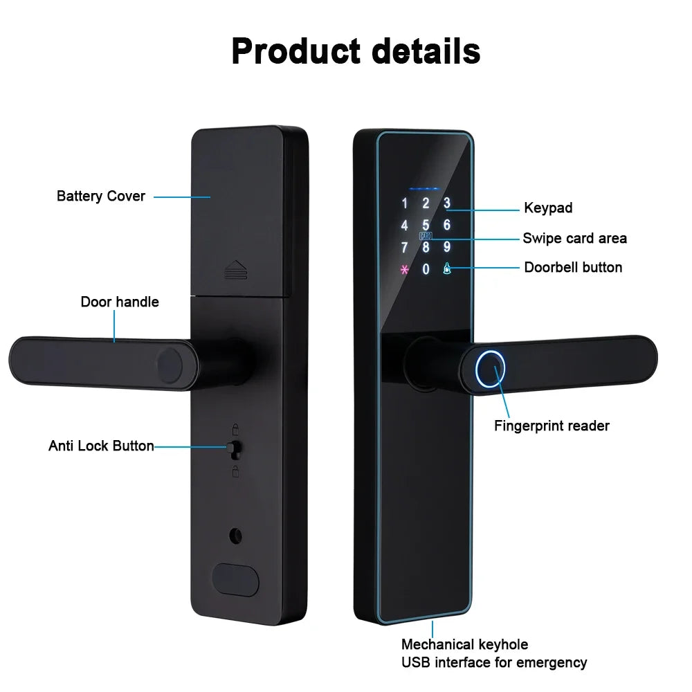 IP65 Waterproof Fingerprint Lock Electronic Door Lock Keyless Entry Door Lock for Front Door Easy Setup and Installation