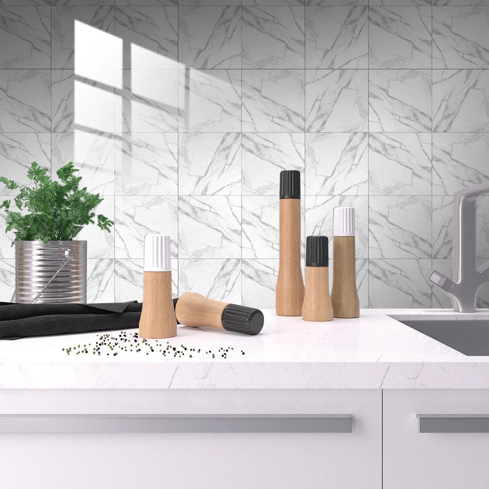 10pcs Crystal Tile Wall Stickers Self-Adhesive Kitchen Tiles PVC Backsplash Stickers Peel and Stick Bathroom Faux Stone Effect