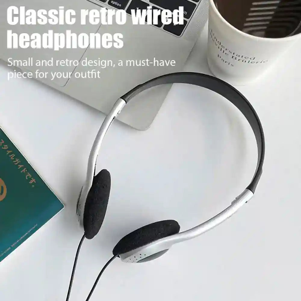 Retro Y2k Over-Ear Headphones Wired - Lightweight Black Audio Tidesmit