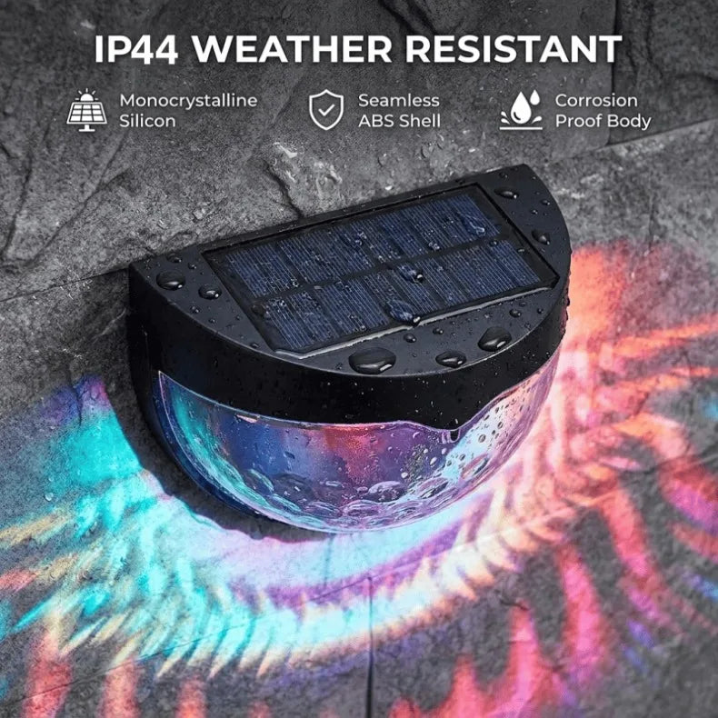 6 Pack RGB Solar Fence Lights, Deck Lights Solar Powered Outdoor Waterproof Fence Lighting for Fence Deck Step Stair Post Wall. (Black)Outdoor waterproof wall lamp, garden energy lamp, garden step, terrace, staircase, flower