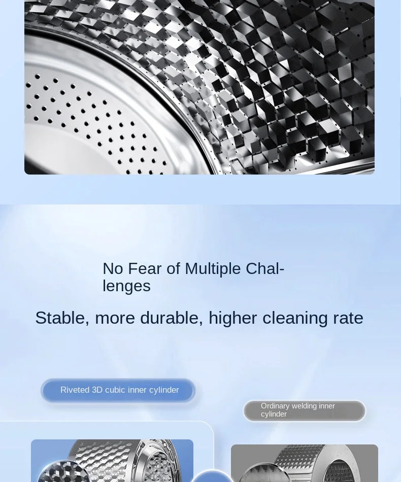 Tidesmit 10kg front-load washing machine with intelligent frequency conversion and durable electric plastic design.