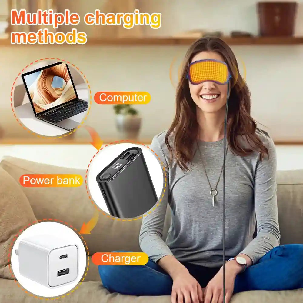 Electric Steam Eye Mask - Heated 3D Massager for Eye Fatigue Eye Massage Instrument Tidesmit