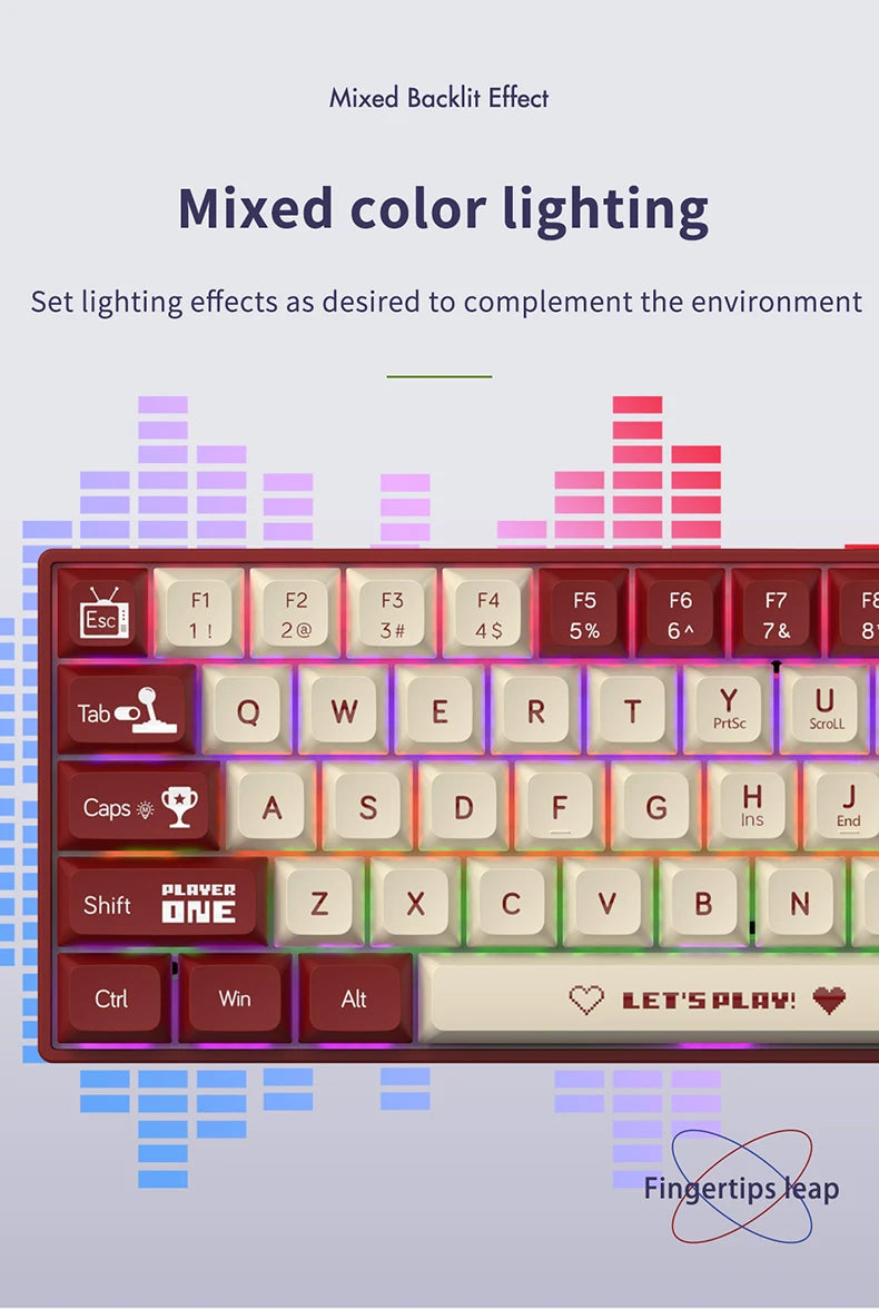 AJAZZ AK680 65% Wired Gaming Mechanical Keyboard Hot Swap Mini Keyboard Custom Keycap Gasket for Pc Laptop