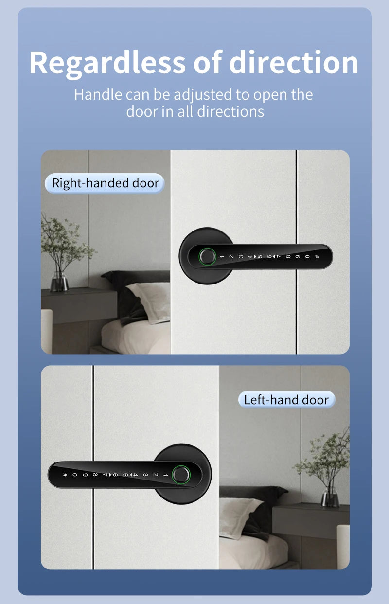 KERUI Fingerprint Door Lock  Works with Tuya Smart Electronic Door Lock with Fingerprint/Password/Key/Tuya APP/Card Unlock