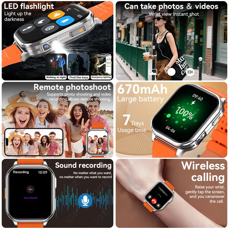 LIGE New 30W Pixel Camera Smart Watch Men 670mAh Battery IP67 Waterproof Sports Fitness Tracker Bluetooth Call Man Smartwatches