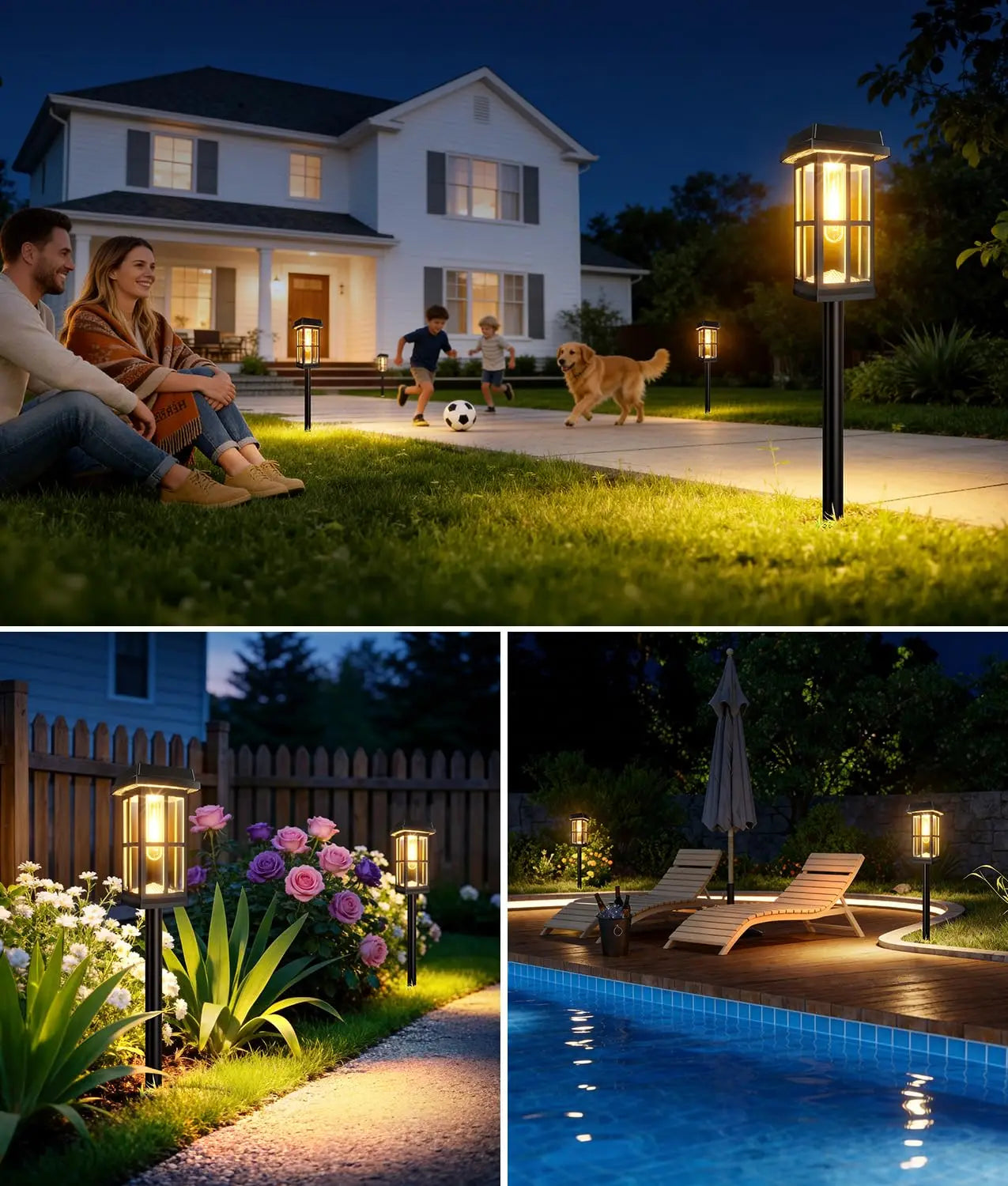 Solar Powered Pathway Lights 8 Pack IP65 Waterproof Auto On Off Outdoor Landscape Lighting Decorative Solar Garden Lamps for Patio Lawn Walkway Driveway Yard