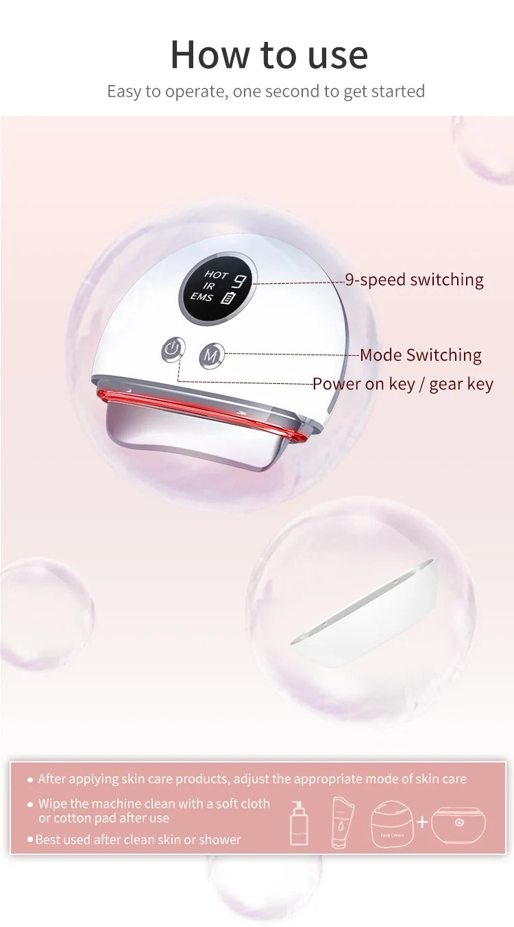 Facial Neck Massager - 4-in-1 Skin Care Tool with 9 Modes - Tidesmit Fascia Gun Tidesmit