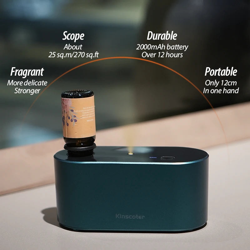 KINSCOTER Portable Waterless Aroma Diffuser Essential Oil Nebulizing Diffusion Machine for 10ml 20ml Oil Bottles with Bag