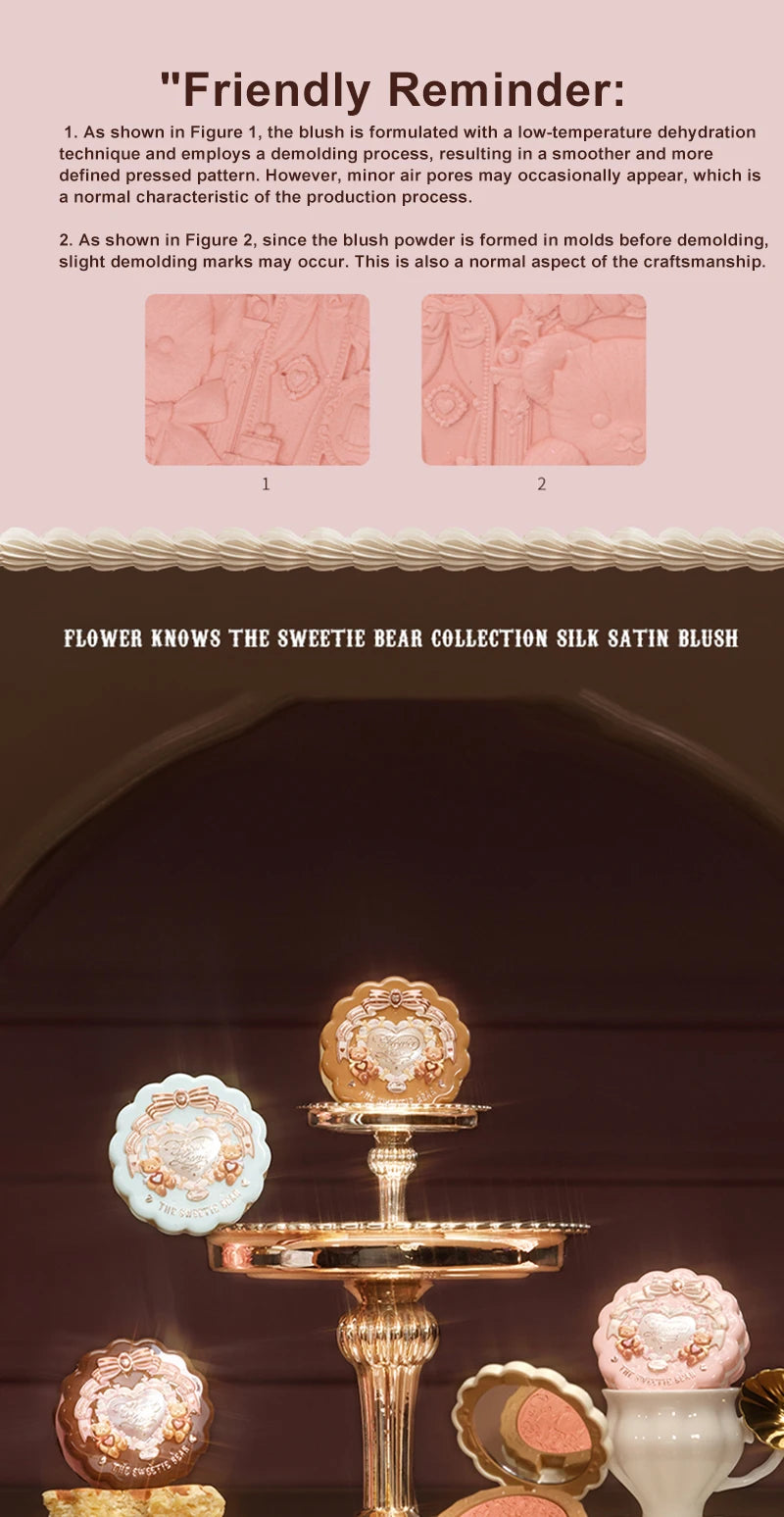 Tidesmit Flower Knows Sweetie Bear silk satin blush texture close-up soft matte waterproof buildable cheek powder